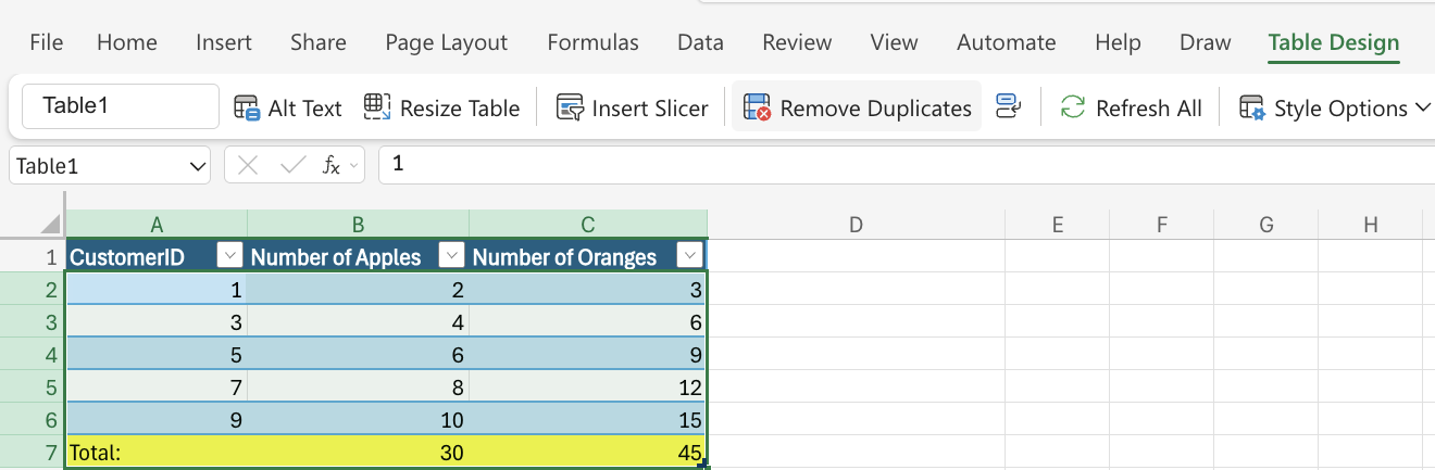 Excel Remove Duplicates example