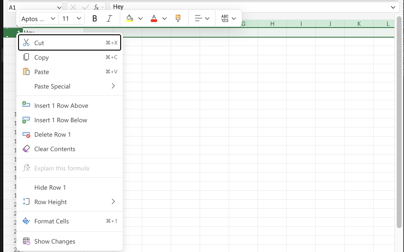Excel Insert Row example