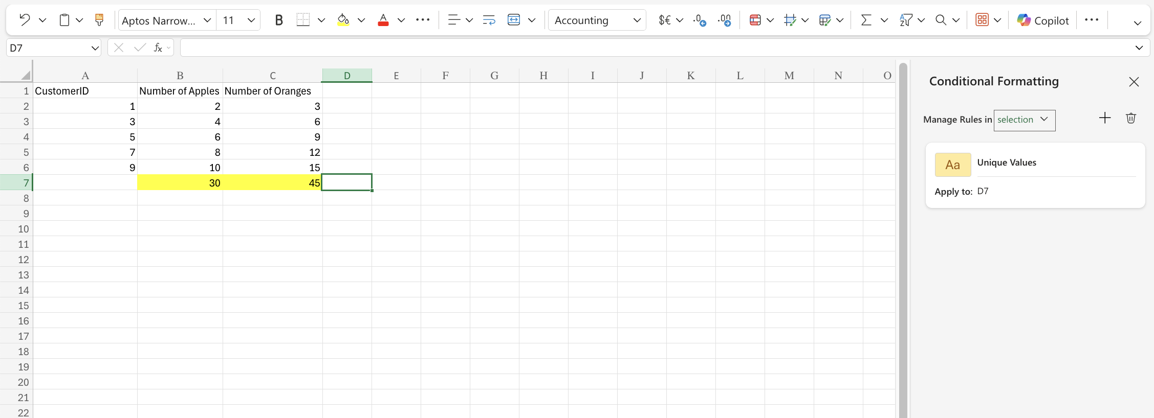 Excel Format Borders example