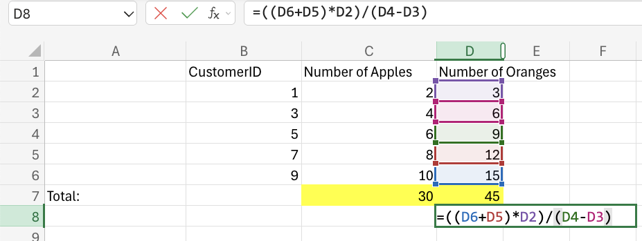 Excel Nested Parentheses example