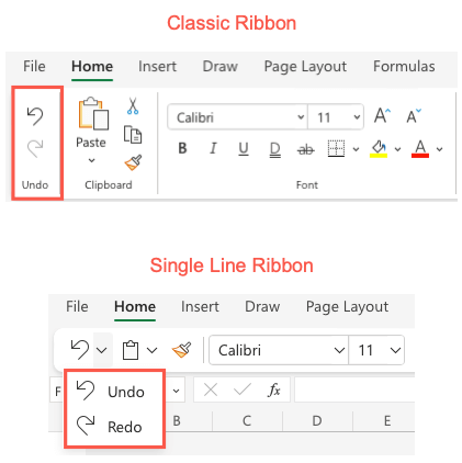 Excel Redo Function example