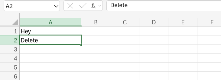 Excel Deleting Data example